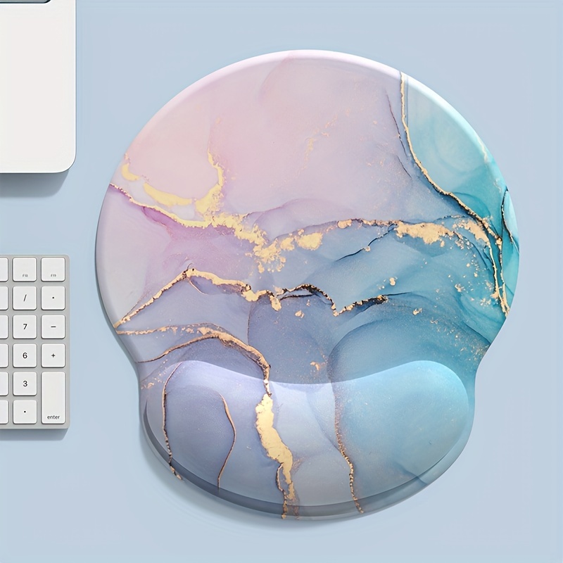 Wrist Rest Pad - Порошково-синий градиент с мраморной текстурой, круглая