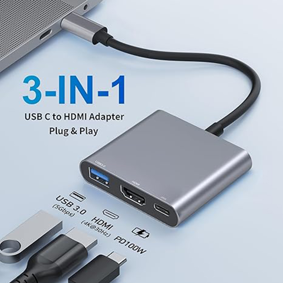 Home Office For Mac - USB-хаб 3-в-1 Type-C (штекер-гнездо) с HDMI-совместимым