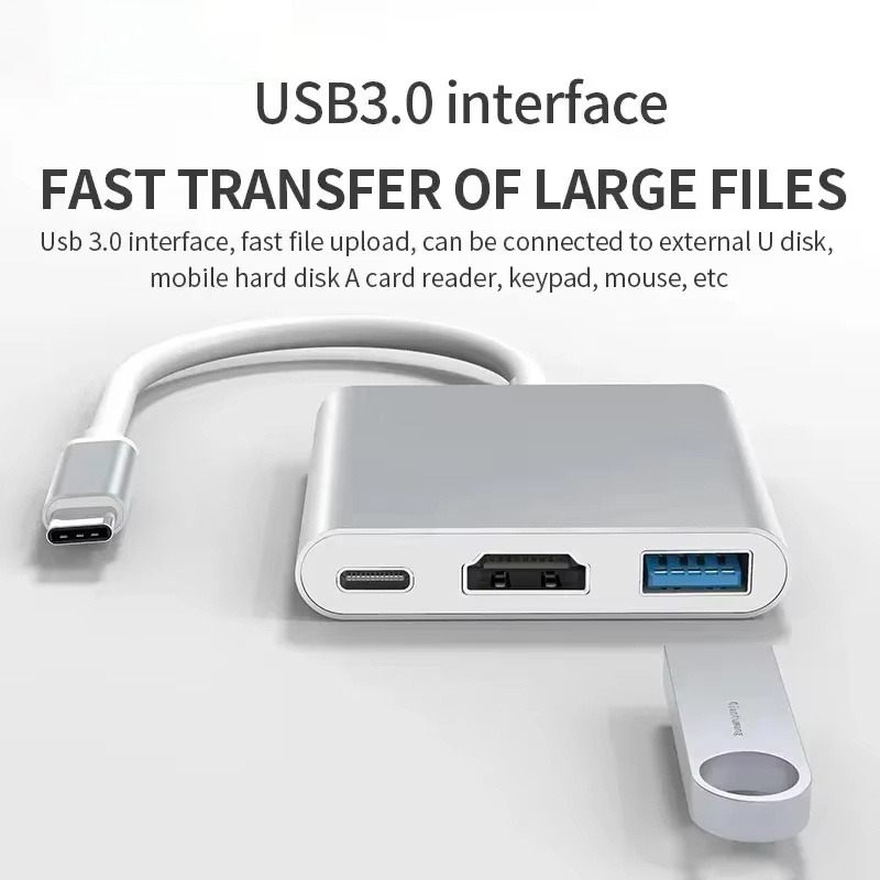 Home Office For Mac - Адаптер 3-в-1 Type-C на HDMI, USB-хаб