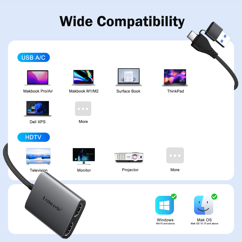 Lemorele Dual HDMI-адаптер 4K  – обзор и цена Home Office For Mac