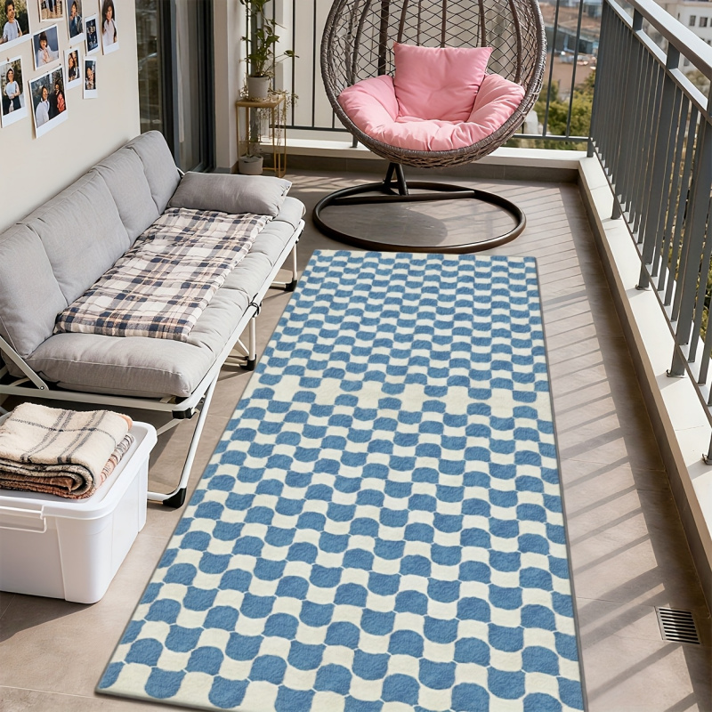 Ковер VIKAMA в сине-белую клет – обзор и цена Home Office Rug
