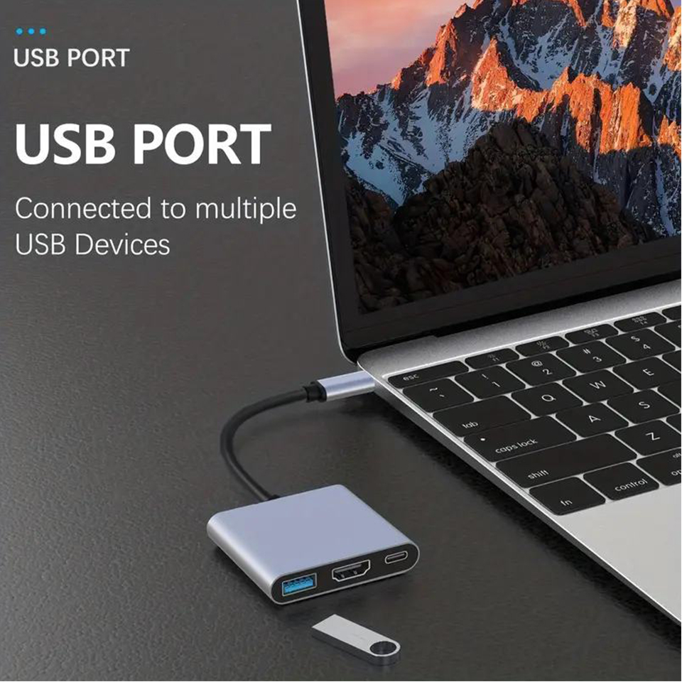 USB-хаб 3-в-1 Type-C (штекер-г – обзор и цена Home Office For Mac
