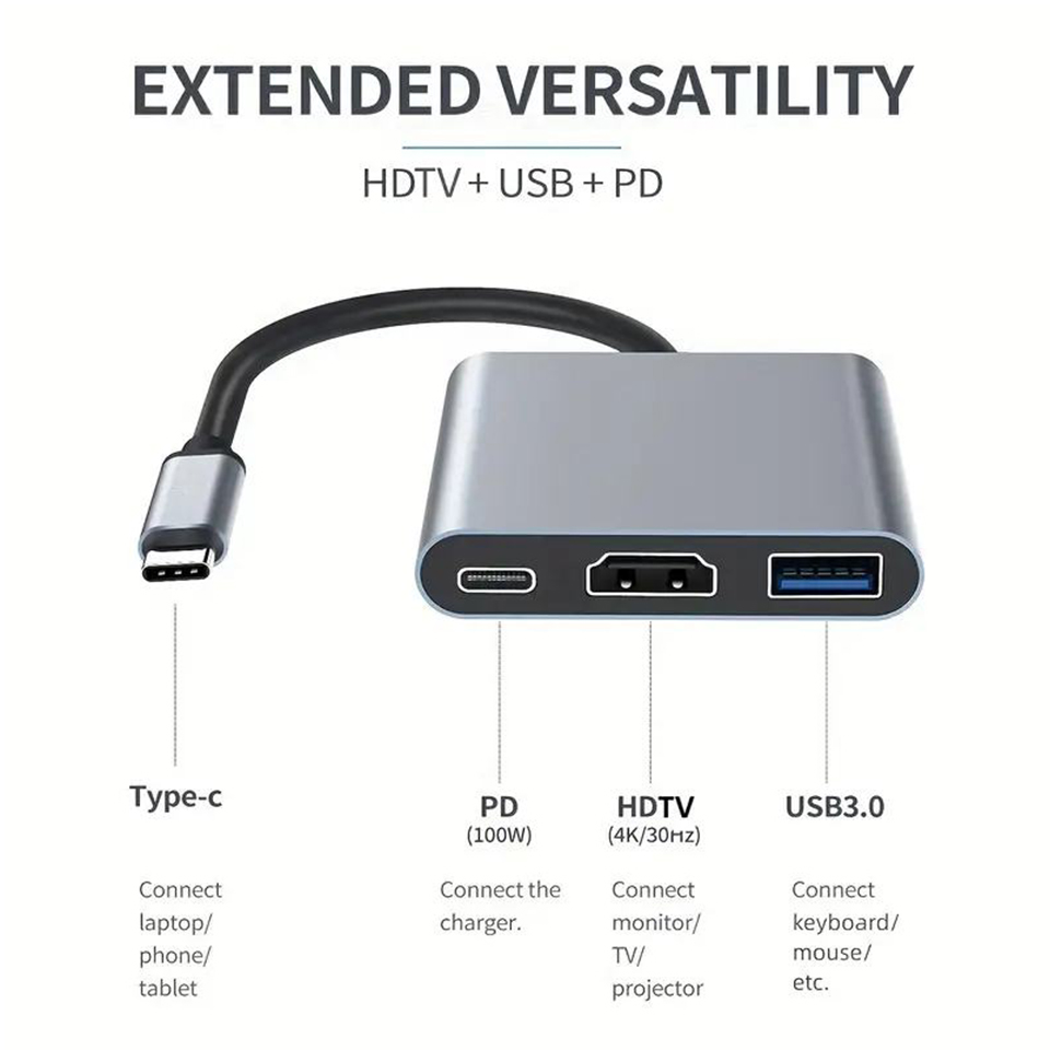 USB-хаб 3-в-1 Type-C (штекер-г – обзор и цена Home Office For Mac